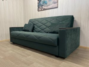 Диван Престиж-15 НПБ+МДФ, велюр Sensey bottle green в Кыштыме - kyshtym.magazin-mebel74.ru | фото