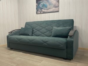 Диван Престиж-16 НПБ+МДФ, велюр Sensey bottle green в Кыштыме - kyshtym.magazin-mebel74.ru | фото