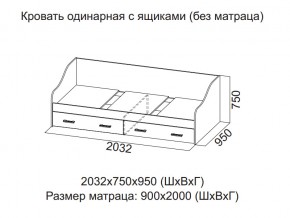 Кровать одинарная с ящиками (Без матраца 0,9*2,0) в Кыштыме - kyshtym.magazin-mebel74.ru | фото