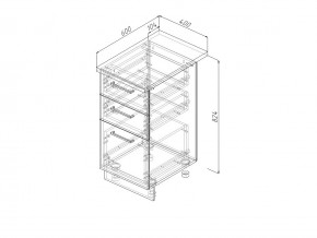 Н3Я 40 Модуль нижний Без Столешницы 3 ящика МН3Я 40 в Кыштыме - kyshtym.magazin-mebel74.ru | фото