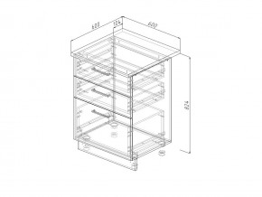 Н3Я 60 Модуль нижний Без Столешницы 3 ящика МН3Я 60 в Кыштыме - kyshtym.magazin-mebel74.ru | фото